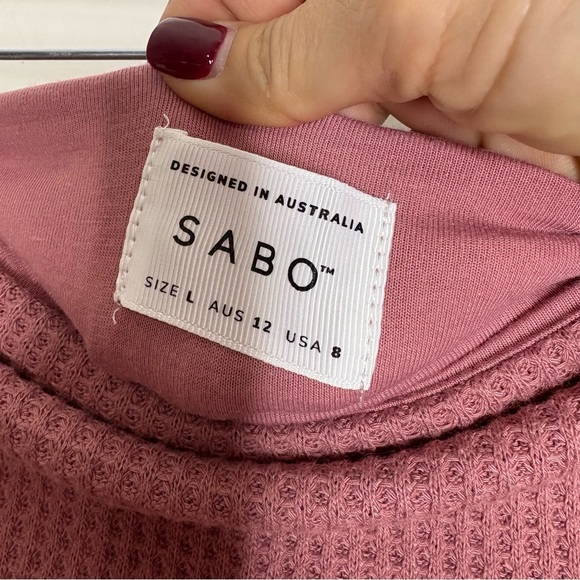 Sabo Emilee Wrap Mini Skirt Mauve Waffle Knit Size Large - Picture 6 of 8